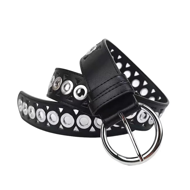 Unisex Runway Punk Leather Belt Female Fashion Rivet Gothic Decoration Wide Waistband For Women Gift For Women Y2K Jeans Belt