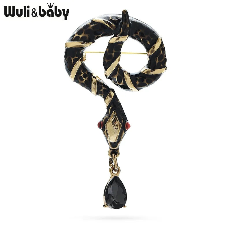 Wuli&baby Water-drop Snake Brooches For Women Unisex 3-color Enamel Designer Snake Animal Party Casual Brooch Pins Gifts