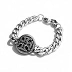 Classic Vintage Knights Templar Iron Cross Bracelet Stainless Steel Punk Hip Hop Christian Cross Men Bracelets Religious Jewelry