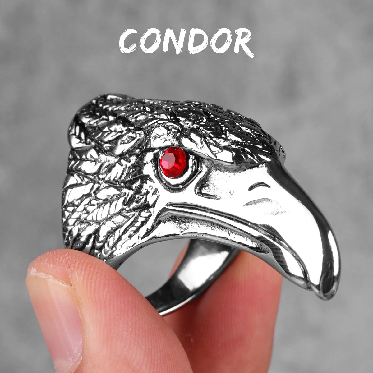 PENDRA Rock Crow Bird Steel Ring