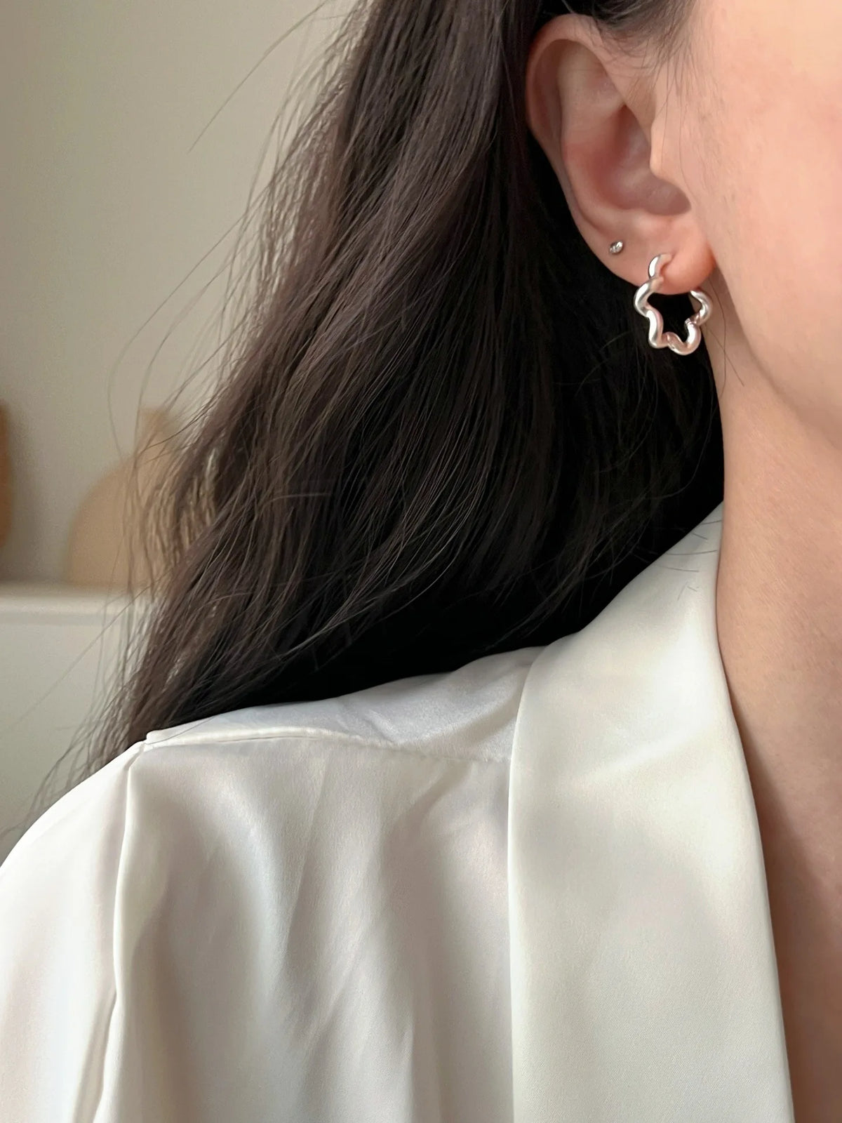 PENDRA Hollow Out Flower Hoop Earrings