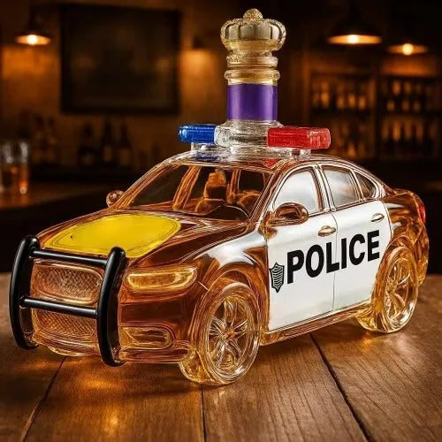 Novelty Police Car Liquor Decanter Crown Stopper Whiskey Dispenser for Bar Collectors