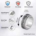 Viking Celtic Knot Rune Ring for Men,Stainless Steel Worry Stress Relief Knuckle Rotating Ring,Vintage Jewelry Gift