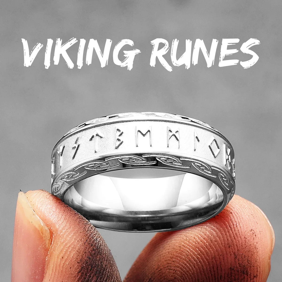 PENDRA Runes Rock Stranger Steel Ring