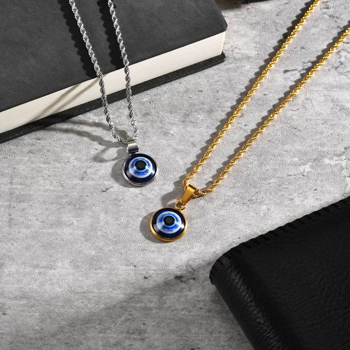 Stainless Steel Evil Eyes Necklace for Men Women,Waterproof Nazar Boncuğu Collar,Stylish Jewelry Gift