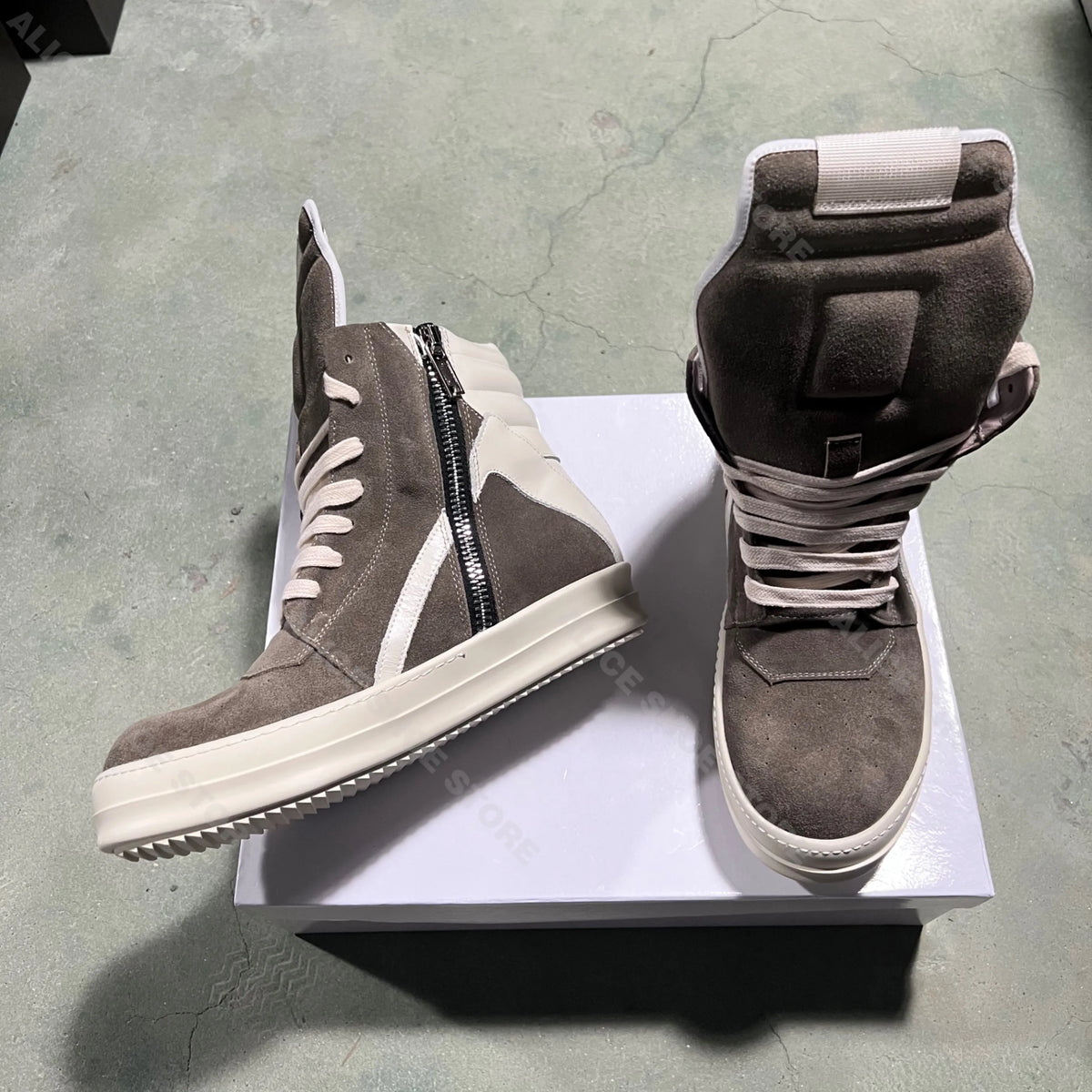 PENDRA Brown Geobasket Brown Cow-Suede High-Top Zip Thick-Sole Edition 2 Ankle Boots
