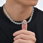 Stainless Steel Toggle Necklace for Men Women,50cm Figaro Chain Link Collar, Classic Rolo Chain Gift