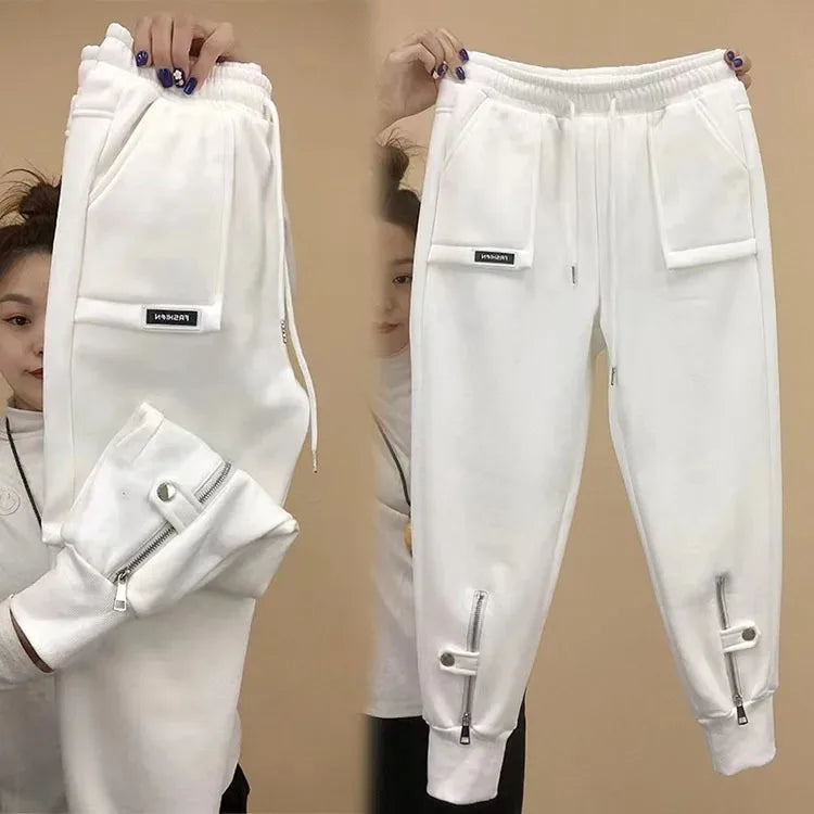 PENDRA Velvet Lined Elastic Waist Harem Pants