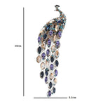 PENDRA Crystal Tassel Peacock Rhinestone Brooch