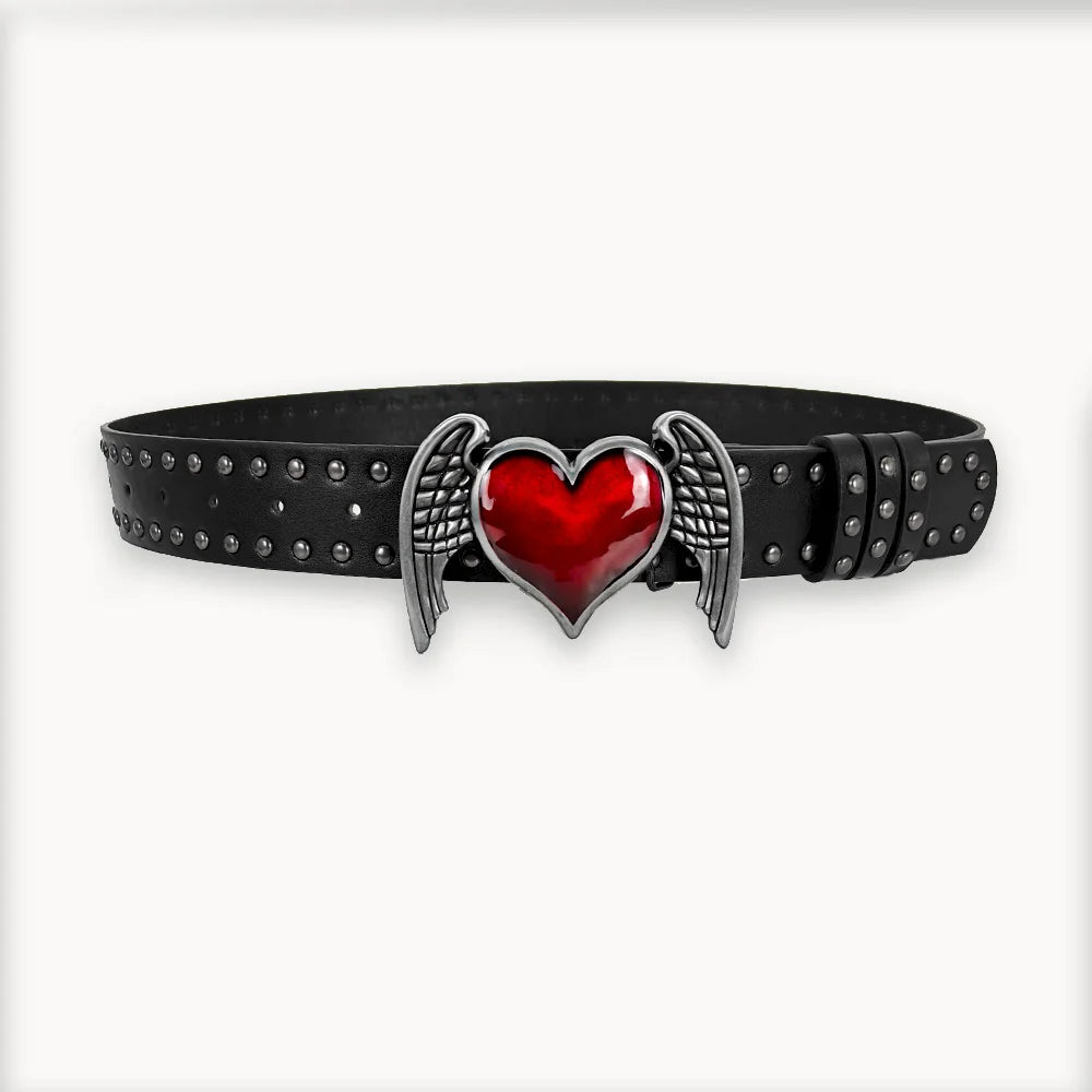 Rose oil dripping heart-shaped belt Rivet decoration Punk Plus Size Jeans Belt For men and women Gothic street Wide Waistband