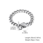 Rock Punk Men's Snake Head Chain Bracelet,11MM Stainless Steel Thick Chain Wristband,Birthday Party Gift for Him