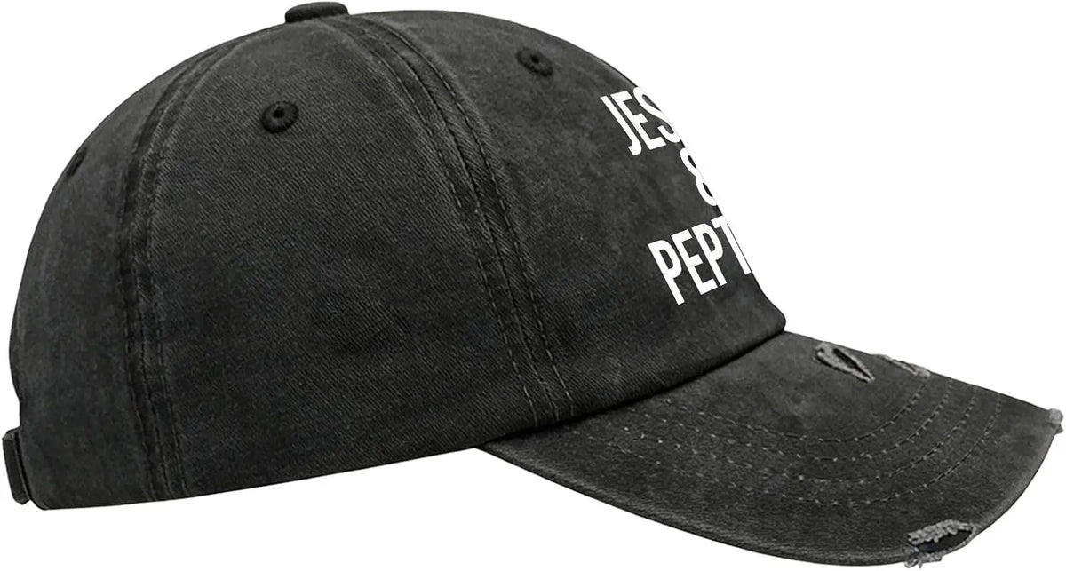 Jesus and Peptides Hat for Womens Cool Washed Distressed Baseball Cap