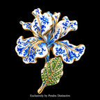 PENDRA Iris 4-Color Enamel Rhinestone Flower Brooch
