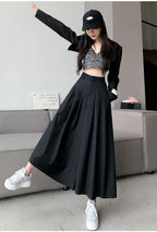 Oversize Wide Leg Pants For Women Gathered Waist Spliced Ruched Casual Solid Long Trousers Female Clothing Summer