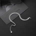 Trend Mesh Chain Bracelet for Men,Silver Color Adjustable Link Wristband,Hip Hop Punk Jewelry Gift