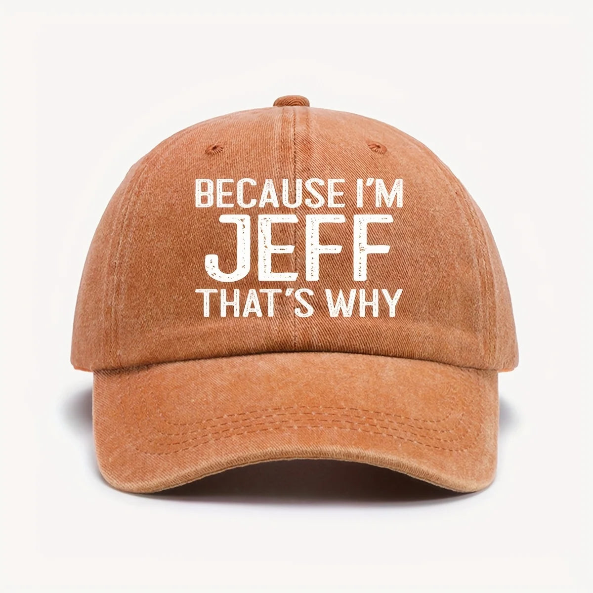 1pc "Because I'M Jeff That'S Why I Am Like This" Vintage Washed Worn Baseball Cap-Unisex Retro Sun Hat, with Adjustable