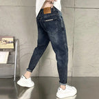 New Harajuku Fashion Trendy Spring Autumn Slim Fit Casual Jeans for Men Vintage Tapered Pencil Pants Stretch Boyfriend Jeans
