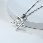Star of David Necklaces for Men Boys,Waterproof Stainless Steel Five-pointed Star Pendant Collar,Retro Amulet Jewelry Gifts