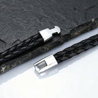 Vintage Elephant Black Leather Bracelet for Men,Trendy Elephant Charms Wristband Gift,An Elephant Never Forgets