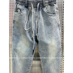 Spring Autumn New Kpop Loose Casual Men's Jeans Pants High-end Brand Loose Straight Pants Elastic Harlan Casual Trendy Dad Jeans