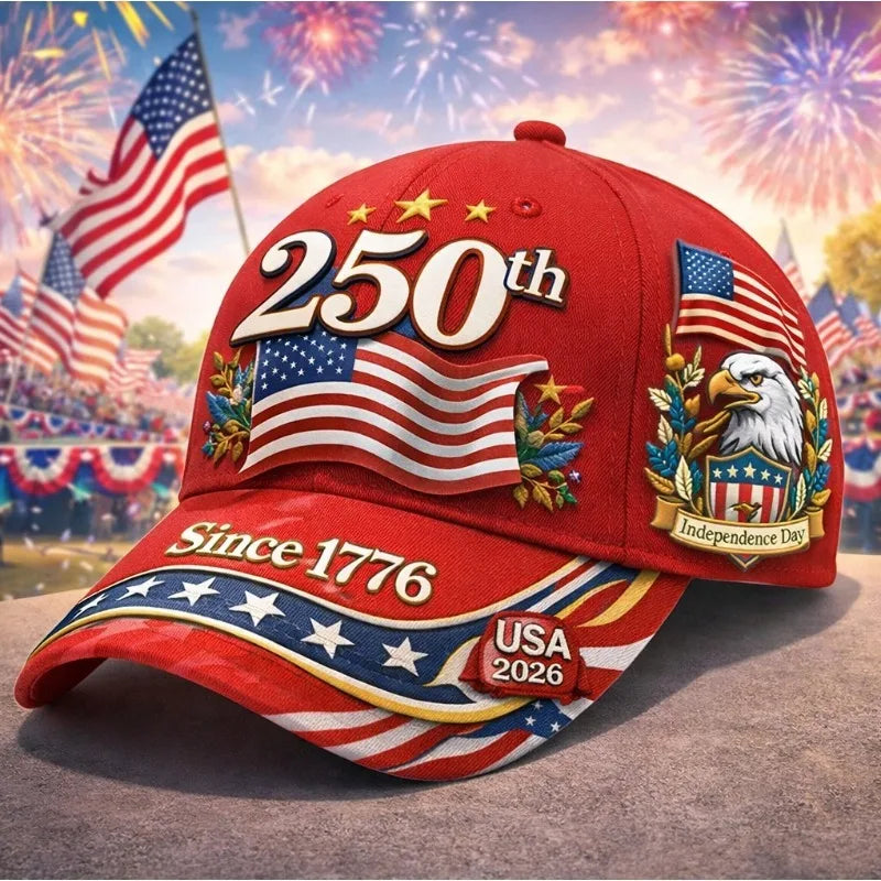 USA Patriotic Baseball Cap Featuring Stars And Stripes - Adjustable And Windproof for The 250Th Independence Day Celebration, Pu