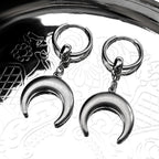 Hip Hop Moon Hoop Earrings Vintage Minimalist Metal C Shape Women Girls Stainless Steel Fashion Punk Rock Ear Rings Jewelry