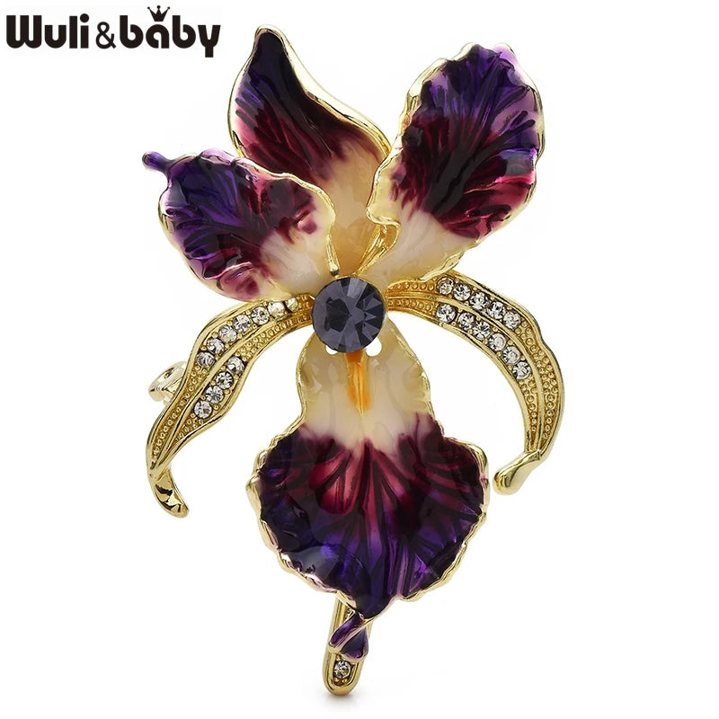 PENDRA Orchid Elegant Enamel Flower Brooch