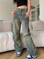 PENDRA Wide Leg Waist Washed Pants