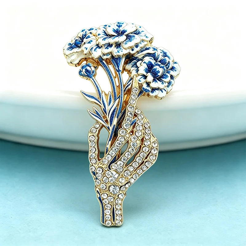 PENDRA Florabelle Multicolor Enamel Flower Brooch