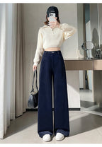 Corduroy suit wide leg pants women in autumn and winter high waist lazy style thick velvet warmth and versatile pants