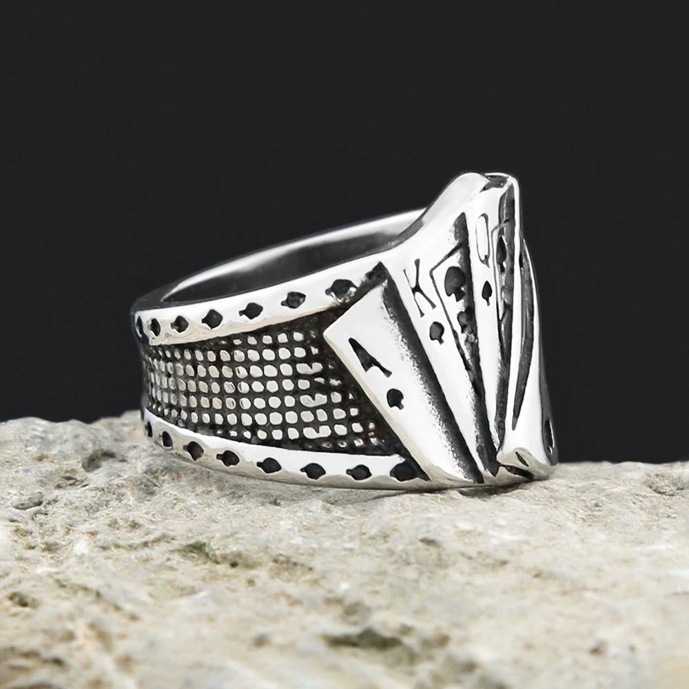 PENDRA Pokerluck Stainless Steel Lucky Poker Ring