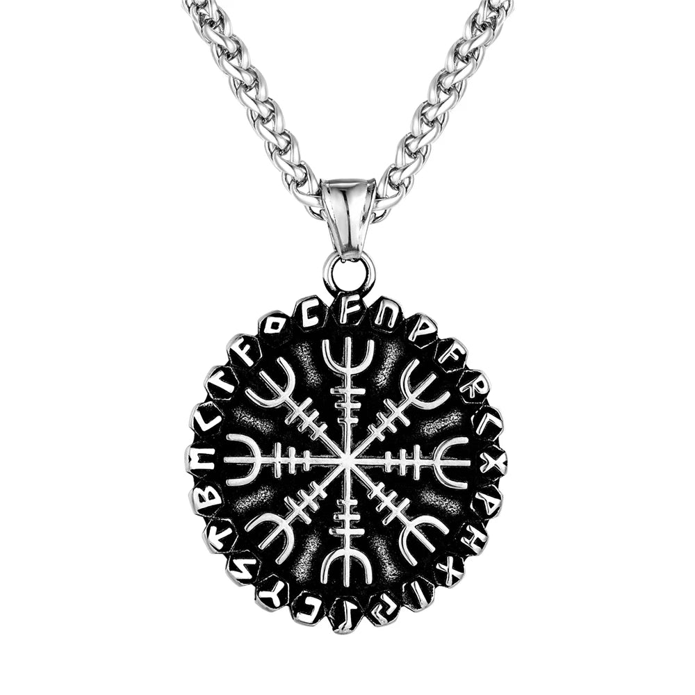 PENDRA Rune Compass Steel Necklace