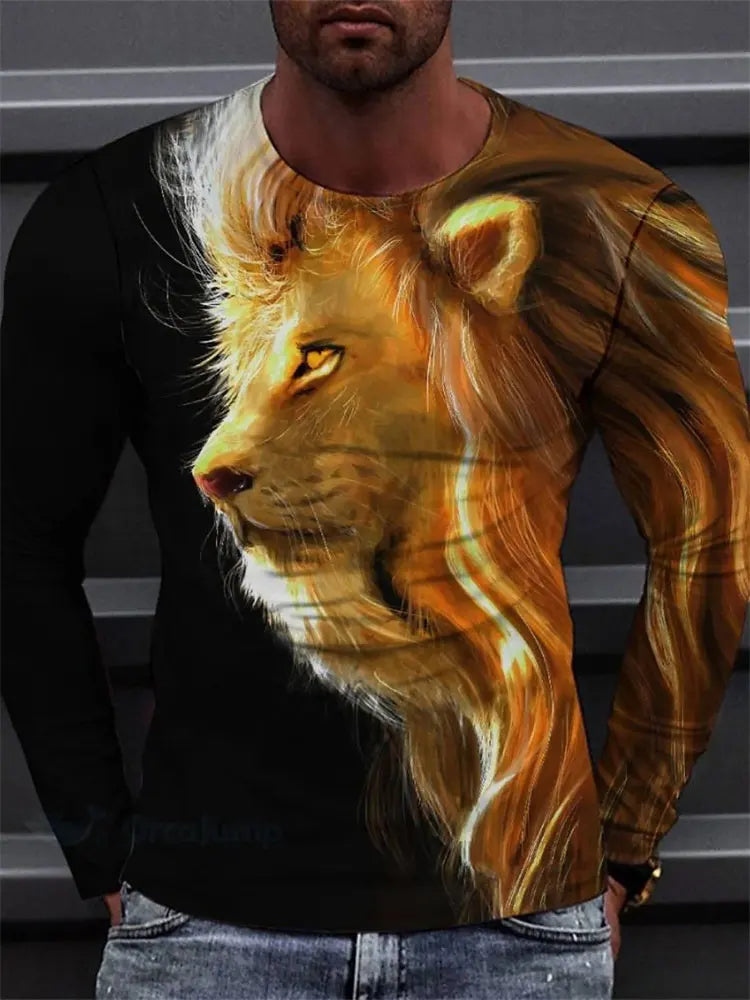 PENDRA Black White Lion Long-Sleeve Long Sleeve T-Shirt
