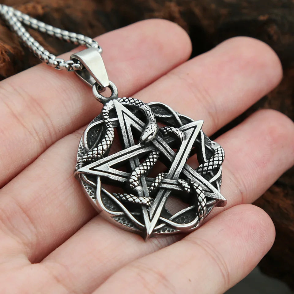 PENDRA Snakepentagram Stainless Steel Pentagram Snake Pendant