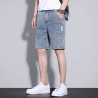 PENDRA Denim Washed Distressed Pants