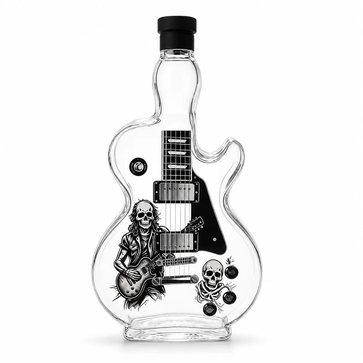 350ml Glass Liquor Decanter Guitar Design Skull Rock Style Whiskey Bottle Decorative Bar Accessory Collectible Gift