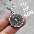PENDRA Jesus Angel Cross Steel Necklace