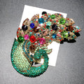 PENDRA Big Sparkling Full Multicolor Rhinestone Peacock Brooch