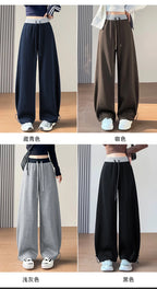American style sports pants women in autumn and winter 2025 new style thick drawstring color blocking wide leg pants