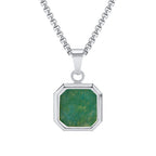 PENDRA Square Stone Natural Pendant Necklace