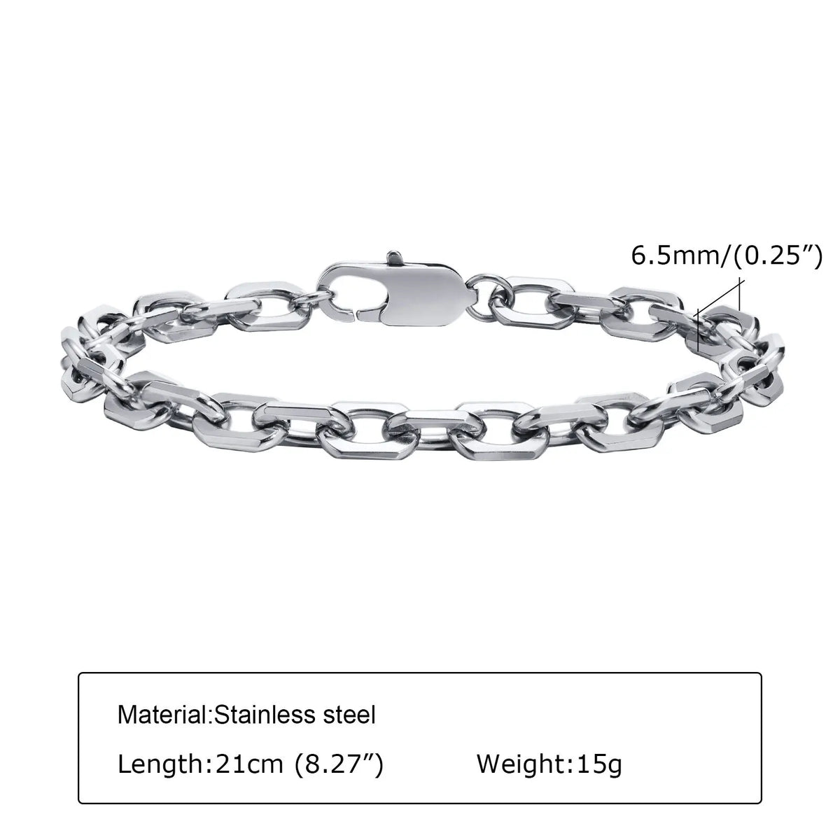 Classic Rolo Chain Bracelets for Men Boys,Vintage Waterproof Stainless Steel Chain Links Wristband,Casual Jewelry Gifts