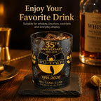 35th Anniversary Wu-Tang Clan Whiskey Glass Black Smoky Rock Cup Premium Gold Print Bar Party Gift