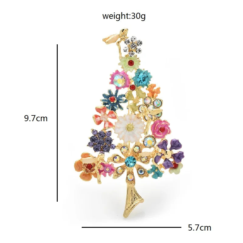 PENDRA Floratree Multicolor Enamel Flower Tree Brooch