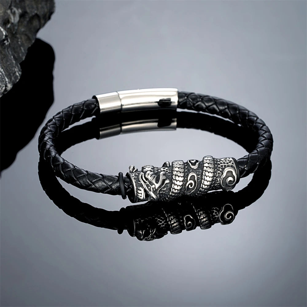 PENDRA Dragon Vintage Leather Bracelet