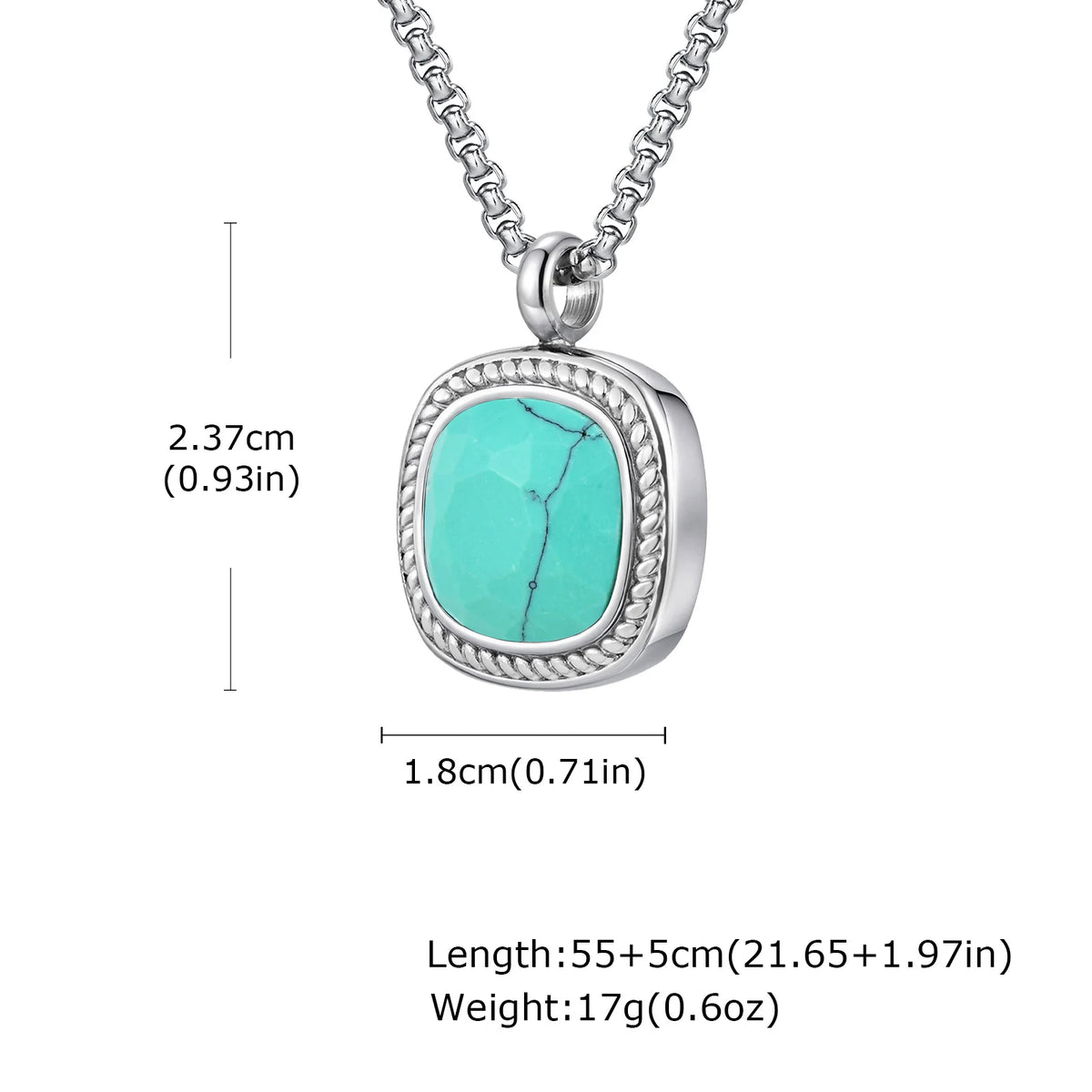 Stylish Geometric Necklace for Men Boys,Stainless Steel Black Glass Natural Stone Square Pendant,Original Design Male Gifts
