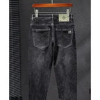 Men's Work Pants 2025 Spring Autumn Men's Casual Jeans New Slim Foot-bound Pants Explosive Street Luxury Washed Elastic Trousers