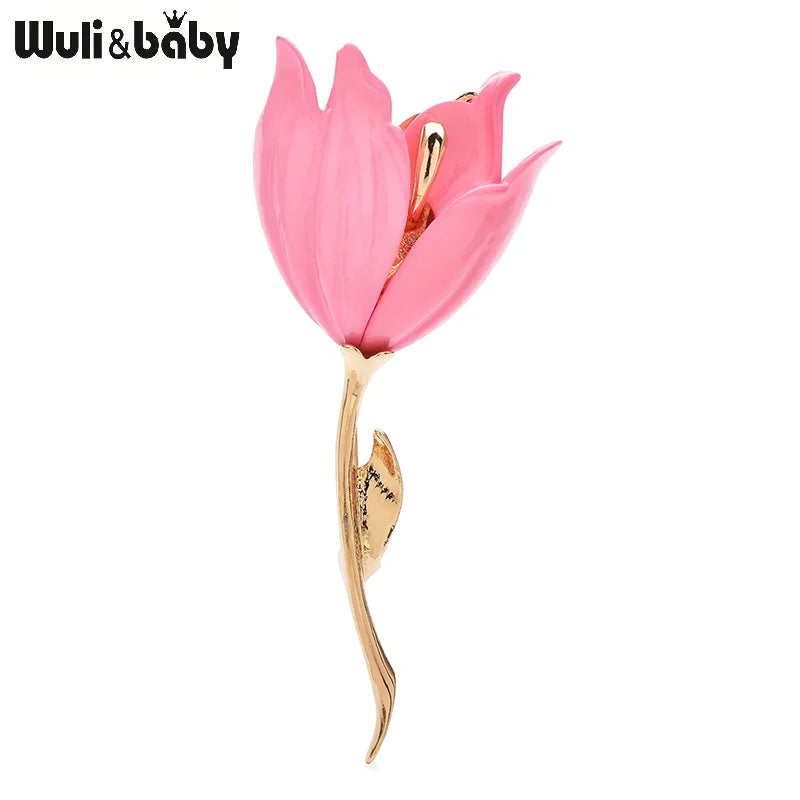 PENDRA Tulippa Large Enamel Tulip Flower Brooch