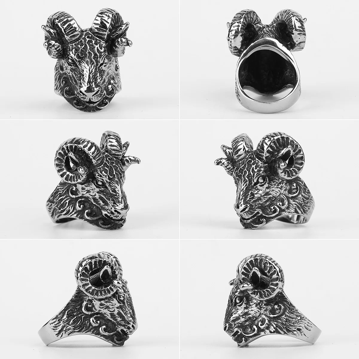 PENDRA Sheep Goat Head Steel Ring
