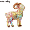 PENDRA Zodiac Goat Multicolor Rhinestone Brooch