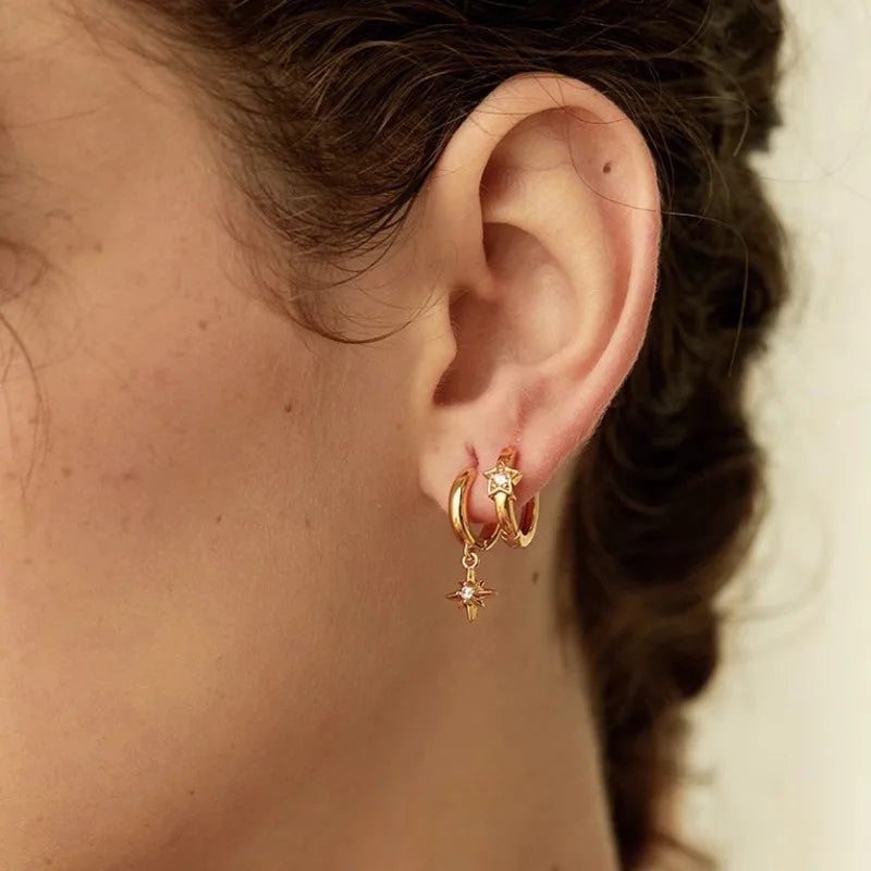 PENDRA Starfish 925 Sterling Silver Hoop Earrings